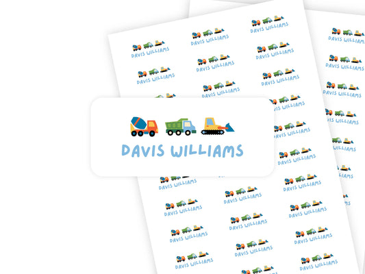 Construction Trucks name label sheet