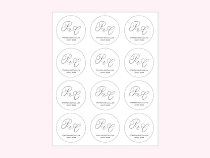 Personalized Wedding Stickers with custom initials