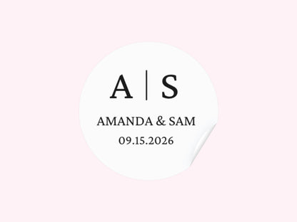 Personalized Wedding Stickers with custom initials