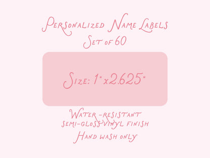 Name labels details: set of 60, 1 x 2.625 in