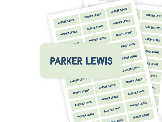 Blue & Green Letters name label sheet