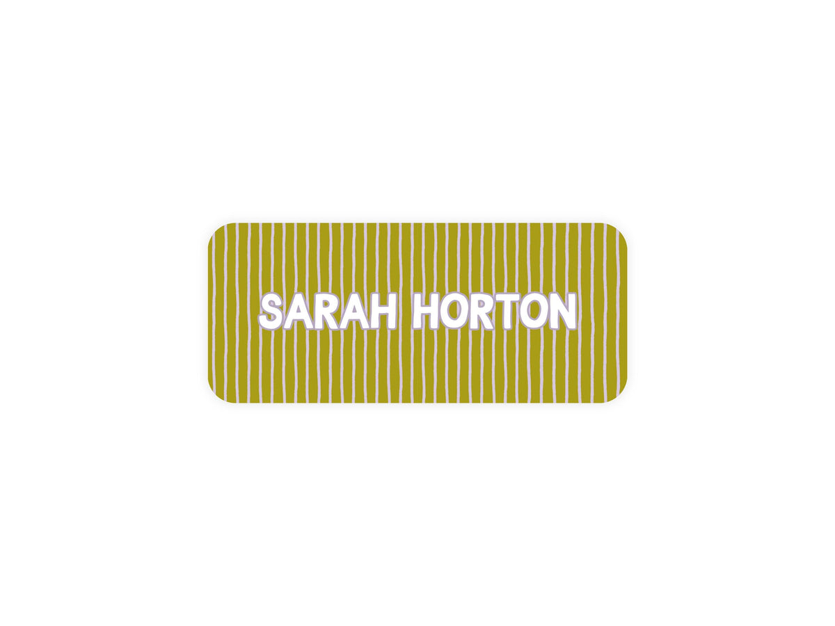 Green & Purple Stripes name labels