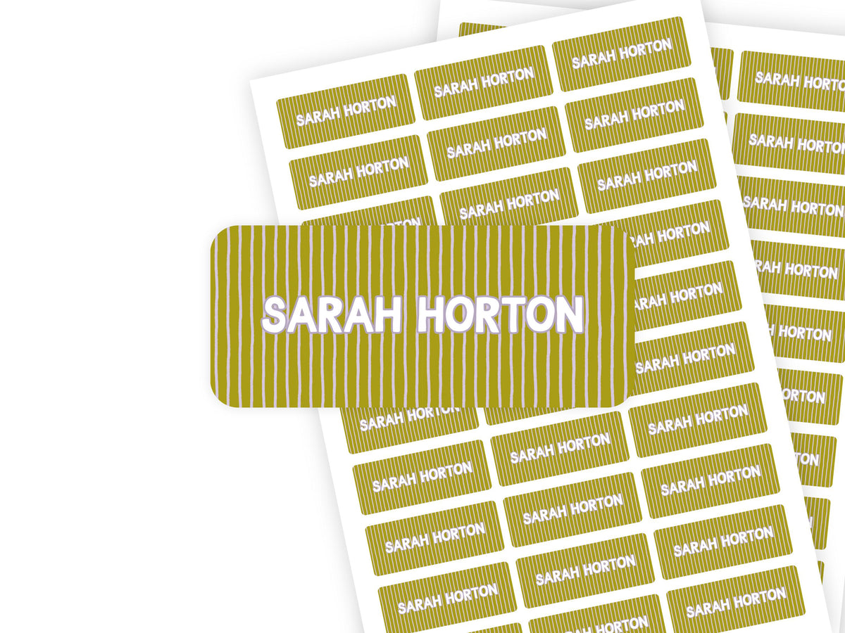 Green & Purple Stripes name label sheet