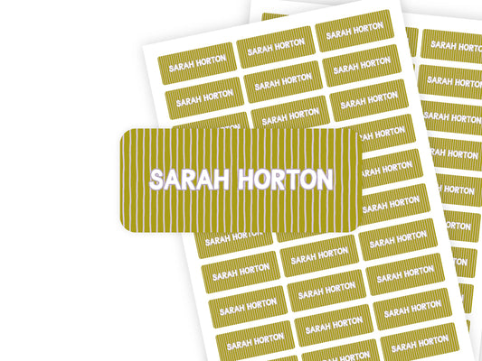 Green & Purple Stripes name label sheet