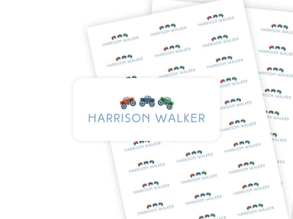 Monster Trucks name label sheet