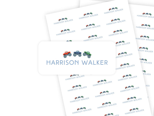 Monster Trucks name label sheet