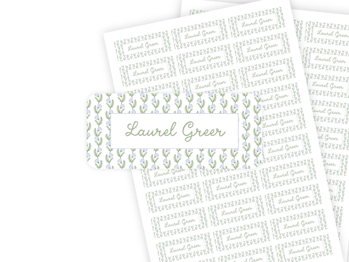 Watercolor Flowers name label sheet