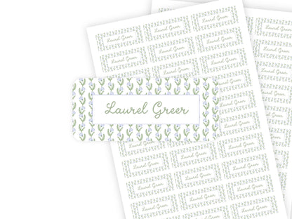 Watercolor Flowers name label sheet
