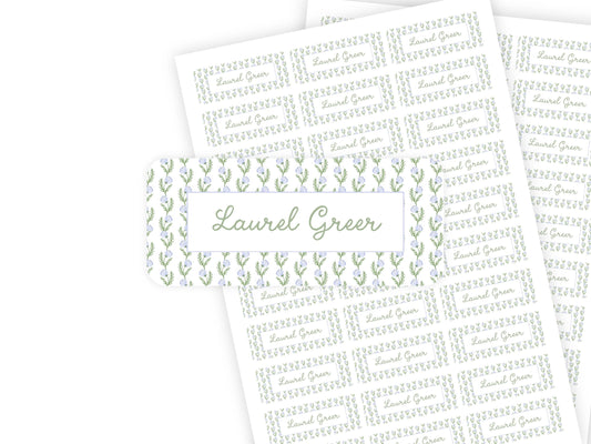 Watercolor Flowers name label sheet