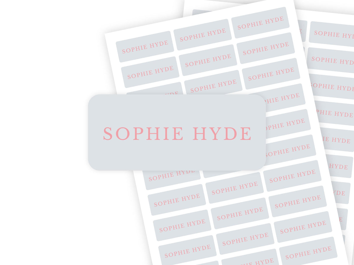 Lavender & Pink name label close-up