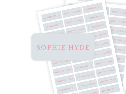 Lavender & Pink name label close-up