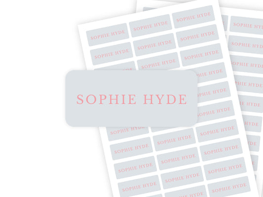 Lavender & Pink name label close-up
