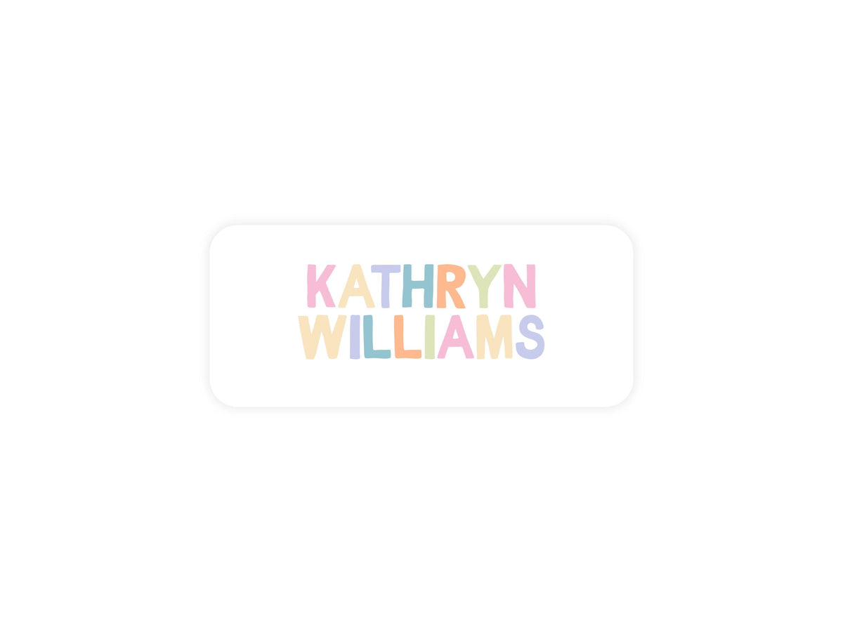 Rainbow Letters name label sheet