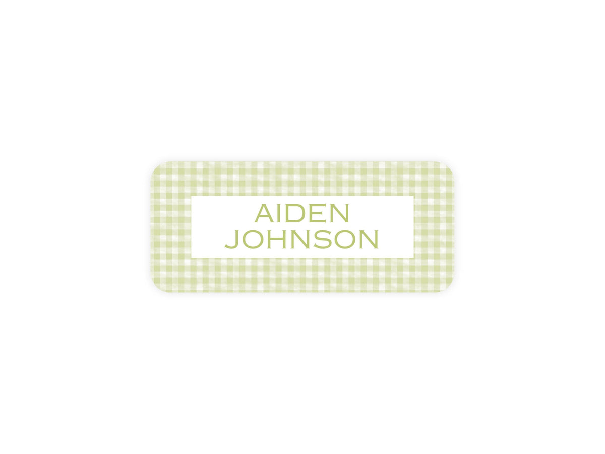Green Gingham name labels