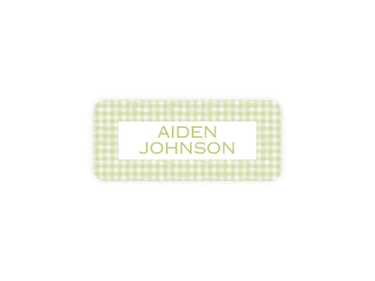 Green Gingham name labels