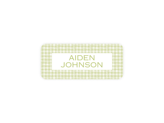 Green Gingham name labels