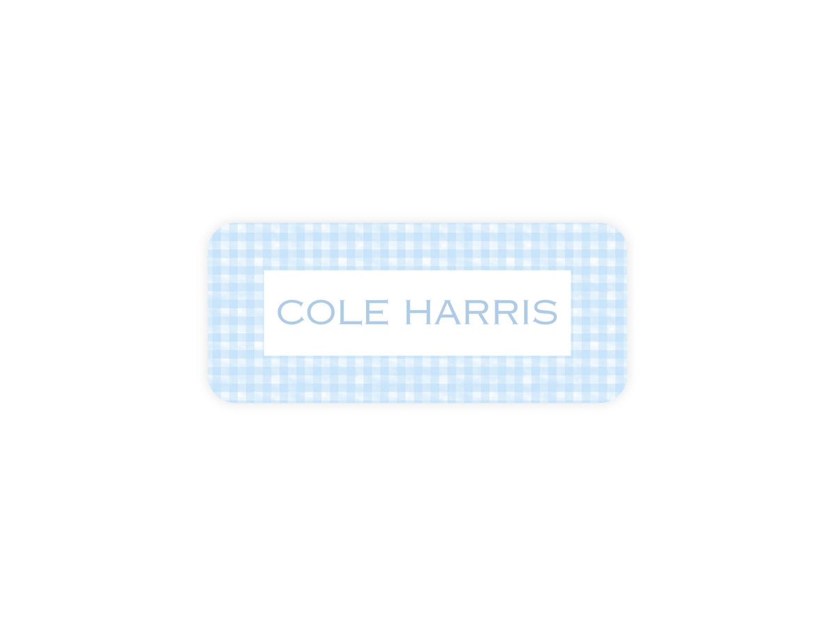 Baby Blue Gingham name labels