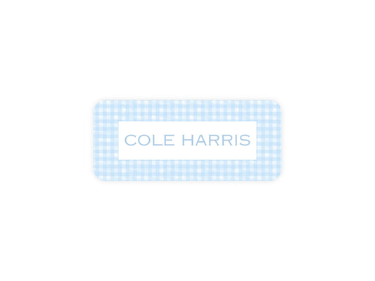 Baby Blue Gingham name labels