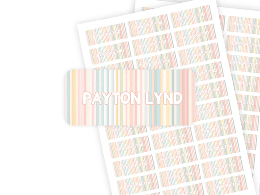 Pastel Stripes name label close-up