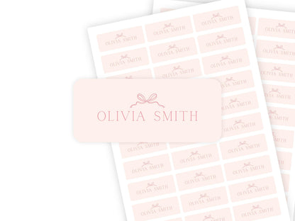 Pink Bow personalized name labels