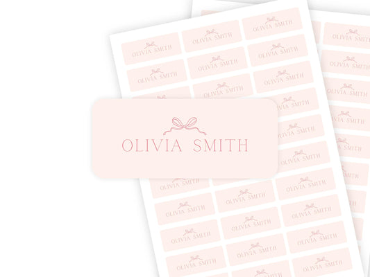 Pink Bow personalized name labels