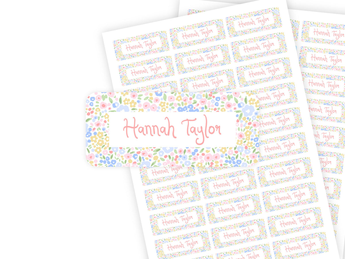 Pastel Flowers name labels