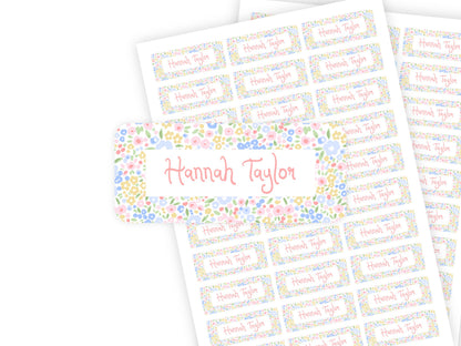 Pastel Flowers name labels