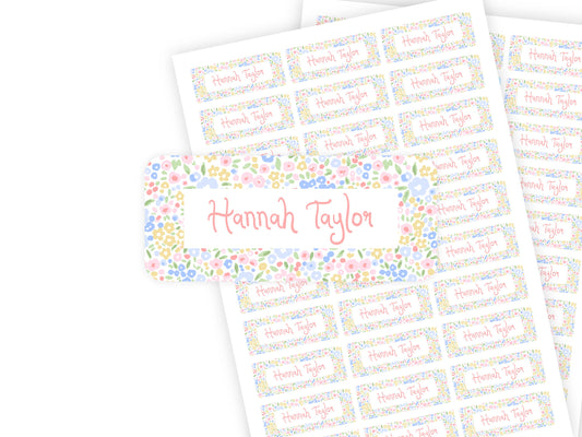 Pastel Flowers name labels